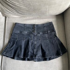 UO Denim Button-Front Mini Kilt Skirt